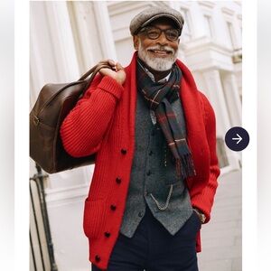 Peter Christian Red Shawl Neck Cardigan British Wool 2XL